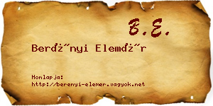 Berényi Elemér névjegykártya